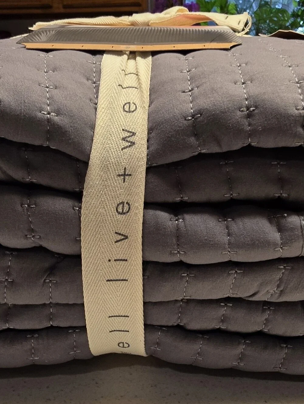 LIVE & WELL Garment Washed Box Stitch Quilt KING Size Logan CHARCOAL Gray - NEW